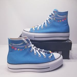 Womens Converse CTAS Lift Hi Charms Dial Up Sz 8 Excellent Condition
